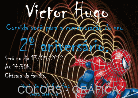 Convite infantil Homem Aranha - modelo 05